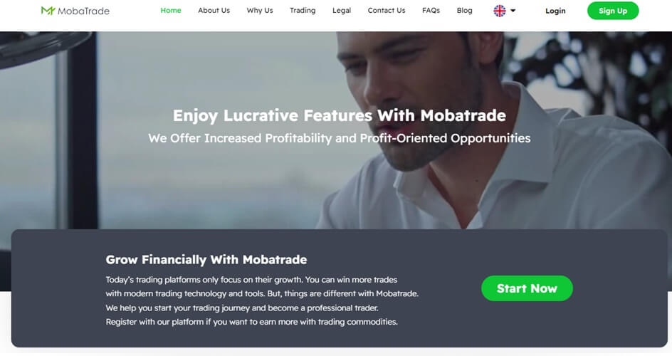 Mobatrade Review - Screenshot of mobatrade.co 
