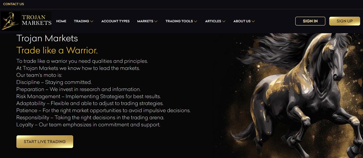 Screenshot of Trojanmarkets.com - Trojan Markets Review 
