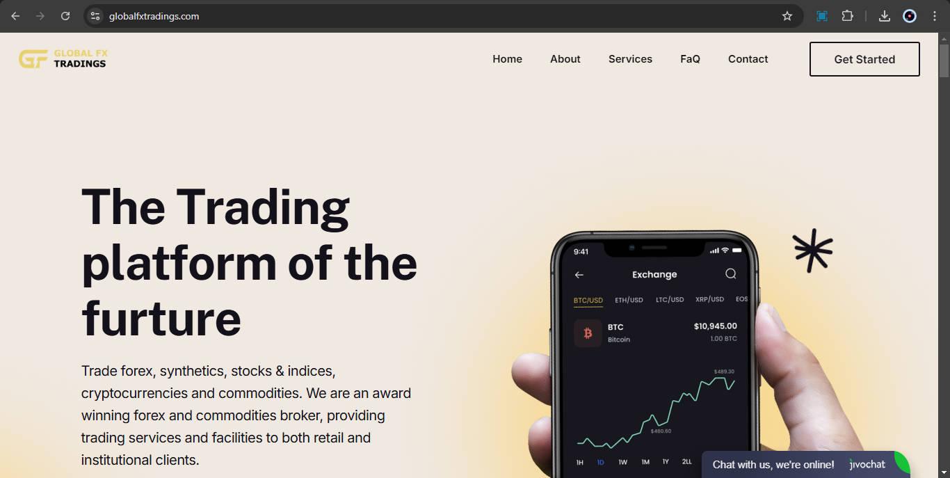 Screenshot of Globalfxtradings.com Scam Website.