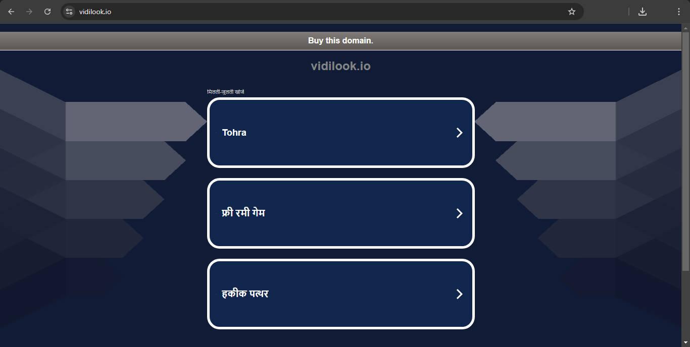 Image showing the interface of  Vidilook.io Scam website.